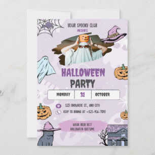 Invitación espeluznante a Halloween, fiesta de Hal
