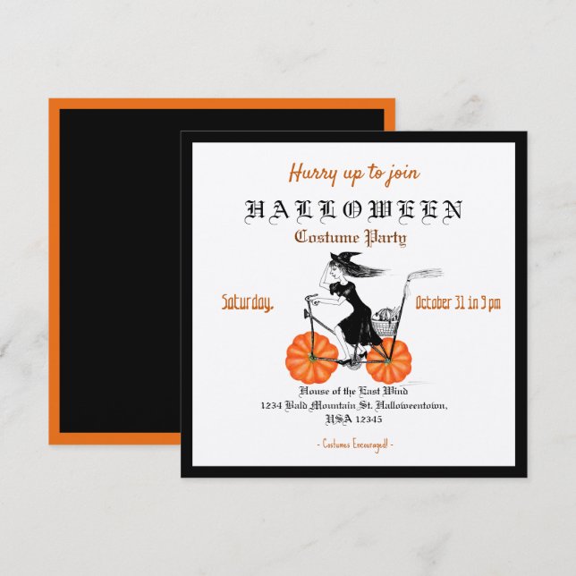 Invitación espeluznante a la fiesta de Halloween (Anverso / Reverso)