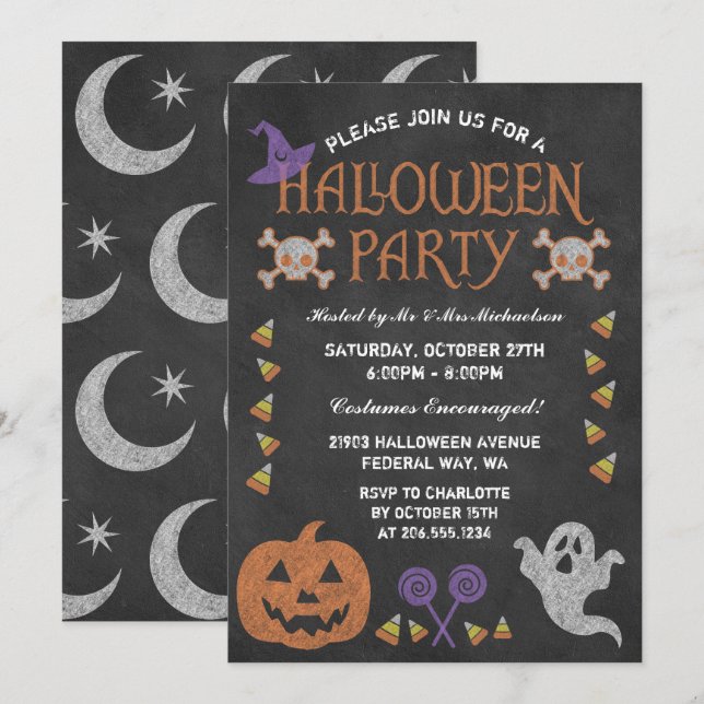 Invitación espeluznante a la fiesta de Halloween (Anverso / Reverso)