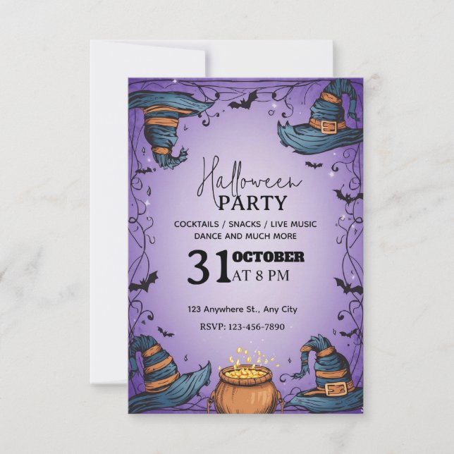 Invitación espeluznante a la fiesta de Halloween - (Anverso)