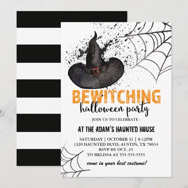 Invitación espeluznante a la fiesta de Halloween (Anverso / Reverso)