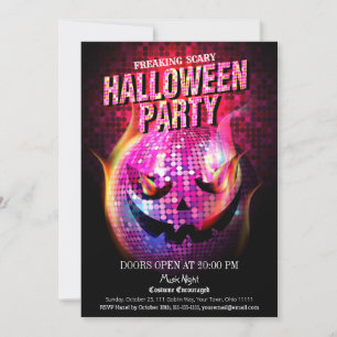 Invitación Espeluznante bola de disco de Jack-O-Lantern