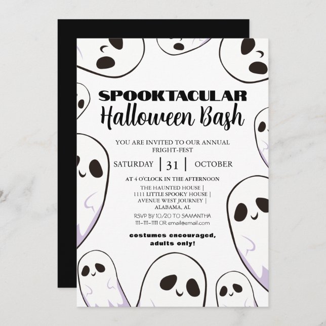 Invitación espeluznante Boo Haunted house Halloween bash fies (Anverso / Reverso)