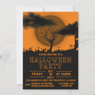 Invitación Espeluznante cementerio de luna llena Invitat