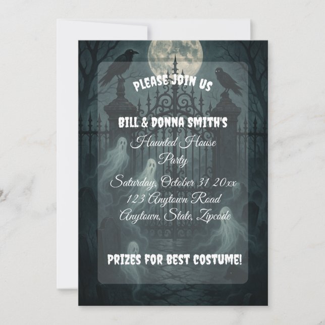 Invitación Espeluznante cementerio fiesta de Halloween (Anverso)