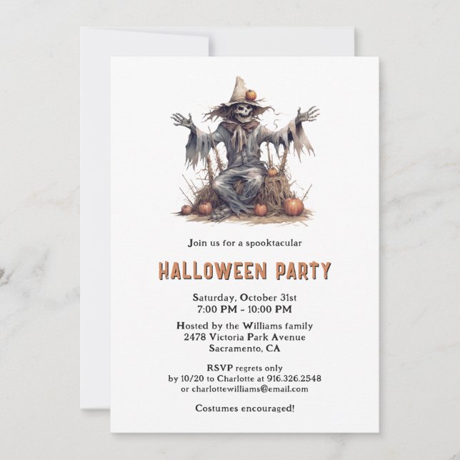 Invitación Espeluznante Cementerio Halloween (Anverso)