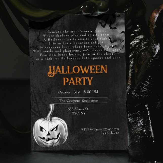 Invitación Espeluznante Creepy Poema de calabaza para adultos (Subido por el creador)