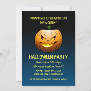 Invitación espeluznante de calabaza de Halloween e