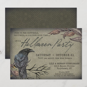 Invitación espeluznante de Halloween con cuervo vi