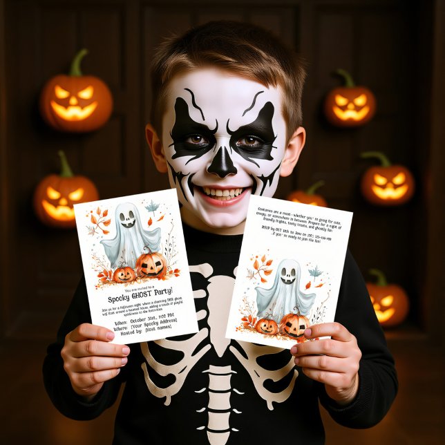 Invitación espeluznante de la fiesta fantasma (Double sided Spooky Ghost Party Invitation)