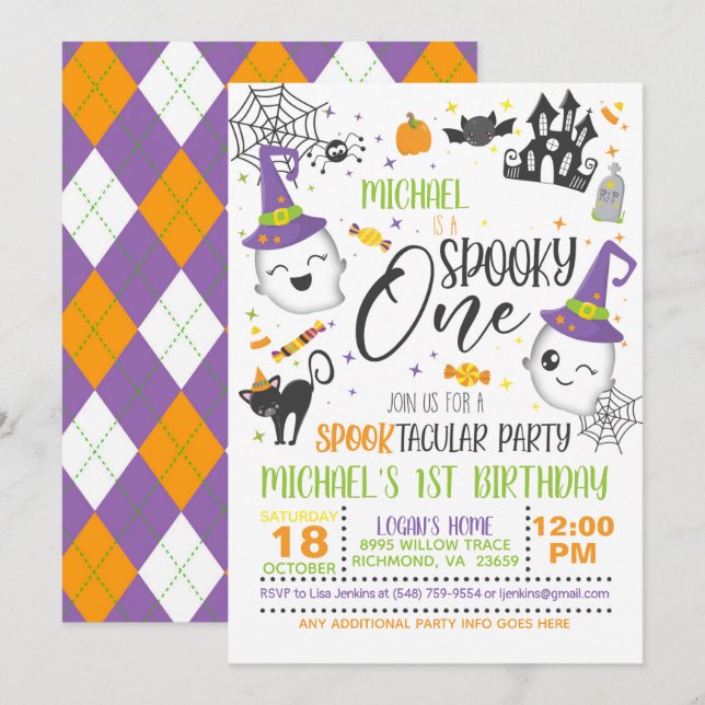 Invitación espeluznante de un cumpleaños - Blanco (Anverso / Reverso)