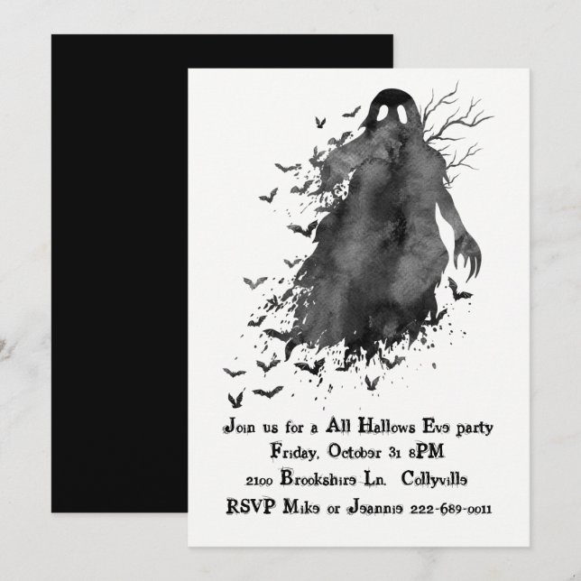 Invitación espeluznante del fiesta de Halloween (Anverso / Reverso)