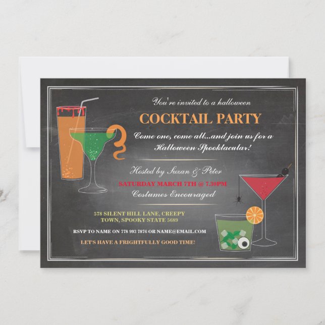 Invitación espeluznante del Fiesta de las bebidas  (Anverso)