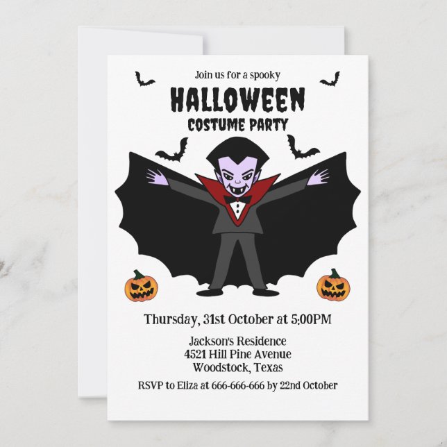 Invitación Espeluznante disfraz Fiesta vampiro (Anverso)