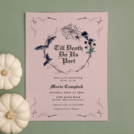 Invitación Espeluznante ducha de novias de Halloween rosa neg