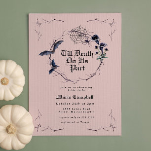 Invitación Espeluznante ducha de novias de Halloween rosa neg