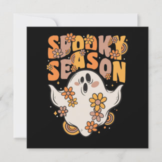 Invitación Espeluznante Fantasma Groovy De Temporada Con Flor