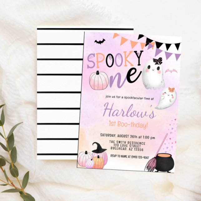 Invitación Espeluznante Fantasma Pastel Purple Halloween Cump (Subido por el creador)