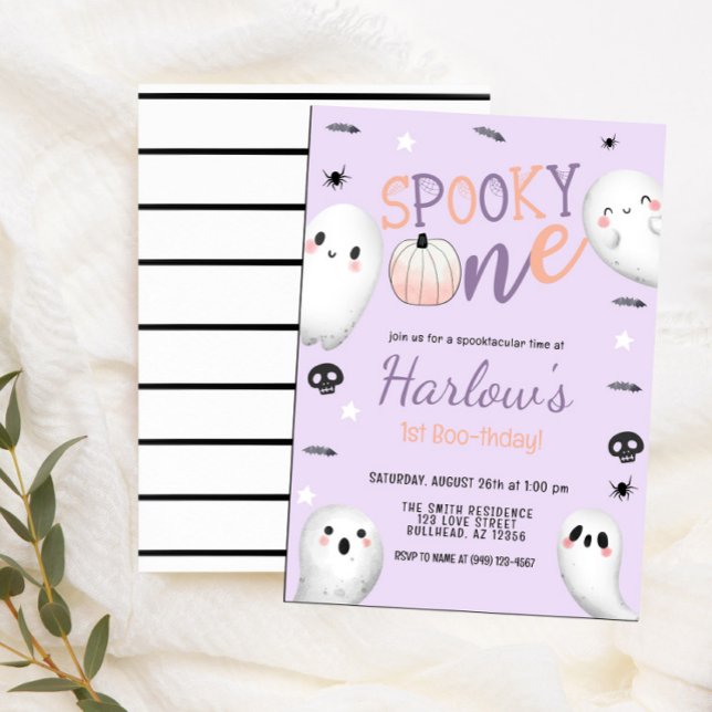 Invitación Espeluznante Fantasma Pastel Purple Halloween Cump (Subido por el creador)