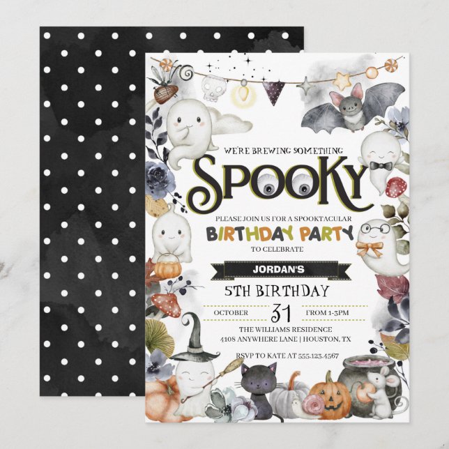 Invitación Espeluznante fiesta de cumpleaños de Fantasma (Anverso / Reverso)