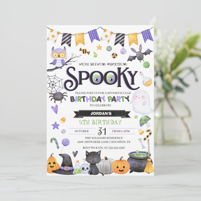 Invitación Espeluznante fiesta de cumpleaños de Fantasma (Anverso de pie)
