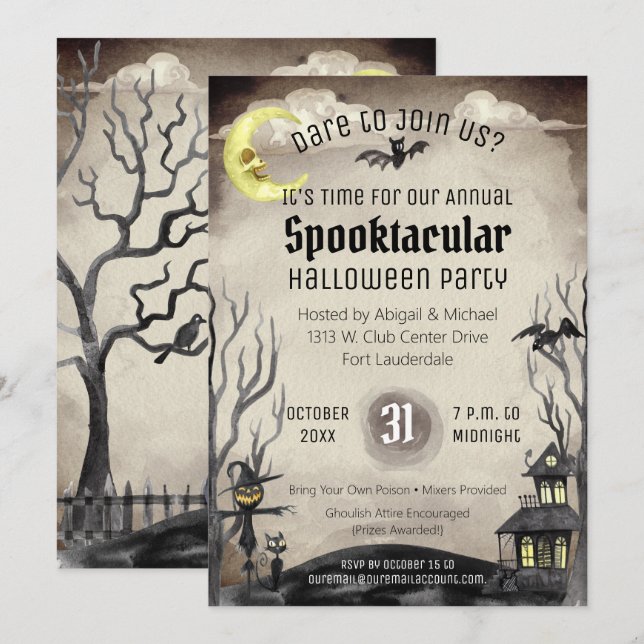 Invitación Espeluznante Fiesta de disfraces de Halloween Spoo (Anverso / Reverso)