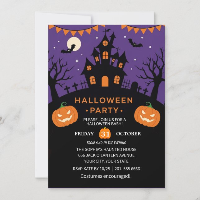 Invitación Espeluznante fiesta de Halloween (Anverso)