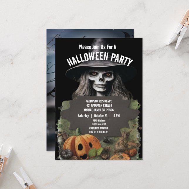 Invitación Espeluznante fiesta de Halloween (Anverso/Reverso In Situ)
