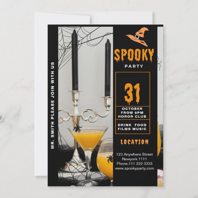 Invitación Espeluznante fiesta de Halloween (Anverso)