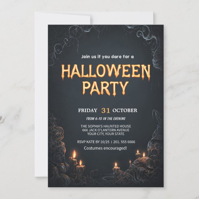 Invitación Espeluznante fiesta de Halloween (Anverso)
