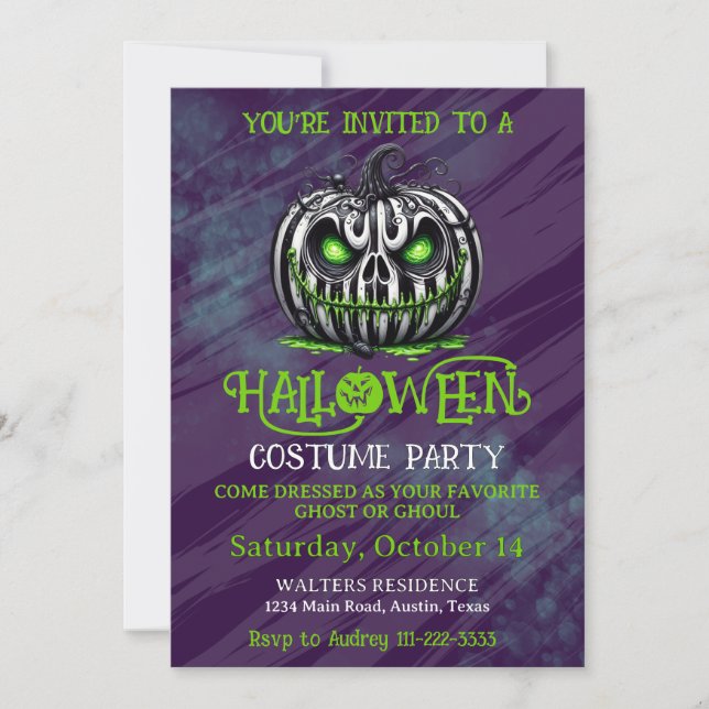 Invitación Espeluznante fiesta de Halloween (Anverso)