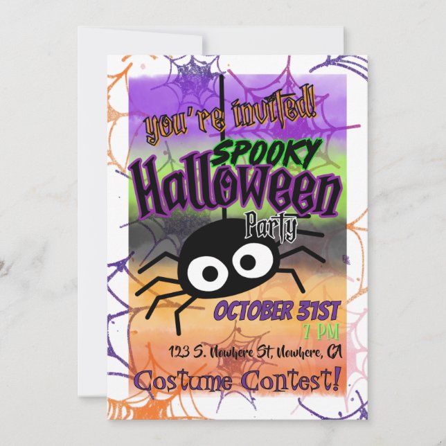 Invitación Espeluznante fiesta de Halloween (Anverso)