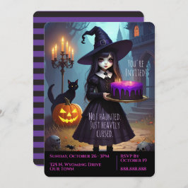 Invitación Espeluznante, fiesta de Halloween de Brujas Morada