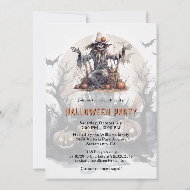 Invitación Espeluznante fiesta de Halloween de Jack-O-Lantern (Anverso)