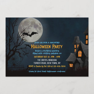 Invitación Espeluznante Fiesta de Halloween de Luna Llena de