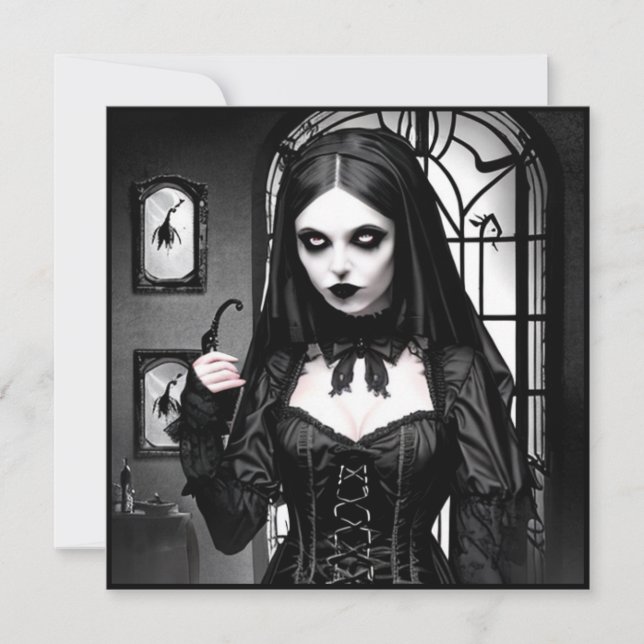 Invitación Espeluznante fiesta de Halloween de mujeres blanca (Anverso)