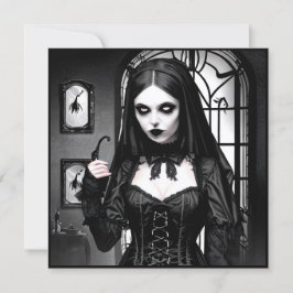 Invitación Espeluznante fiesta de Halloween de mujeres blanca