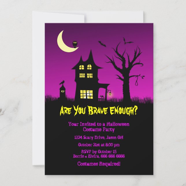 Invitación Espeluznante fiesta de Halloween en casa (Anverso)