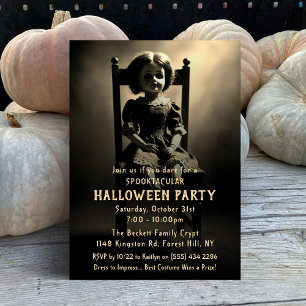 Invitación Espeluznante fiesta de Halloween para muñecas