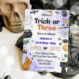 Invitación Espeluznante Fiesta de tercer cumpleaños de Hallow