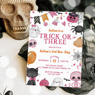 Invitación Espeluznante Fiesta de tercer cumpleaños de Hallow