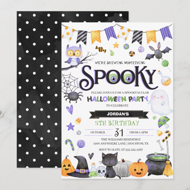 Invitación Espeluznante fiesta fantasma de Halloween (Anverso / Reverso)