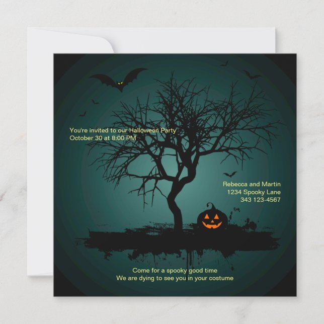 Invitación Espeluznante fiesta verde de Halloween (Anverso)