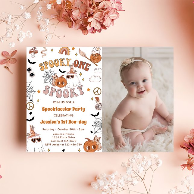Invitación Espeluznante foto de cumpleaños de Groovy Hallowee (Subido por el creador)