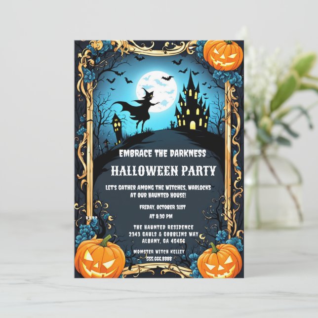 Invitación Espeluznante Halloween (Anverso de pie)