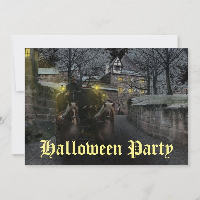 Invitación Espeluznante Halloween Fiesta de carretas de cabal (Anverso)