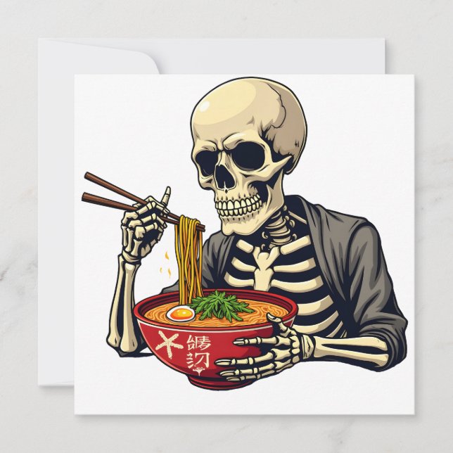 Invitación Espeluznante Halloween Pastel Skeleton Comiendo Ra (Anverso)