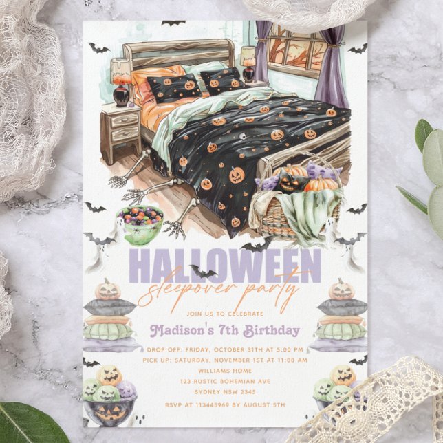 Invitación Espeluznante Halloween Sleepover Cumpleaños Bash (Subido por el creador)