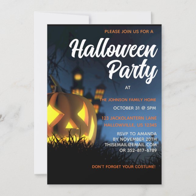 Invitación Espeluznante Jackolantern, fiesta personalizada de (Anverso)