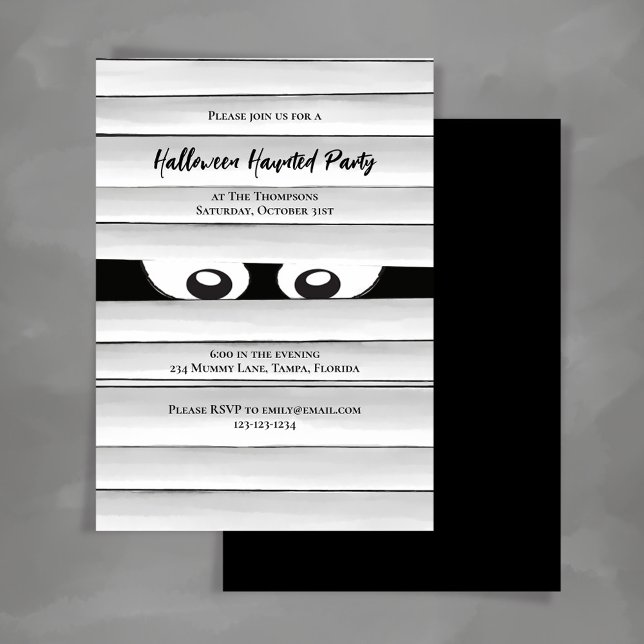 Invitación Espeluznante momia del partido Halloween (Spooky Halloween Mummy Party Invitation Template.)